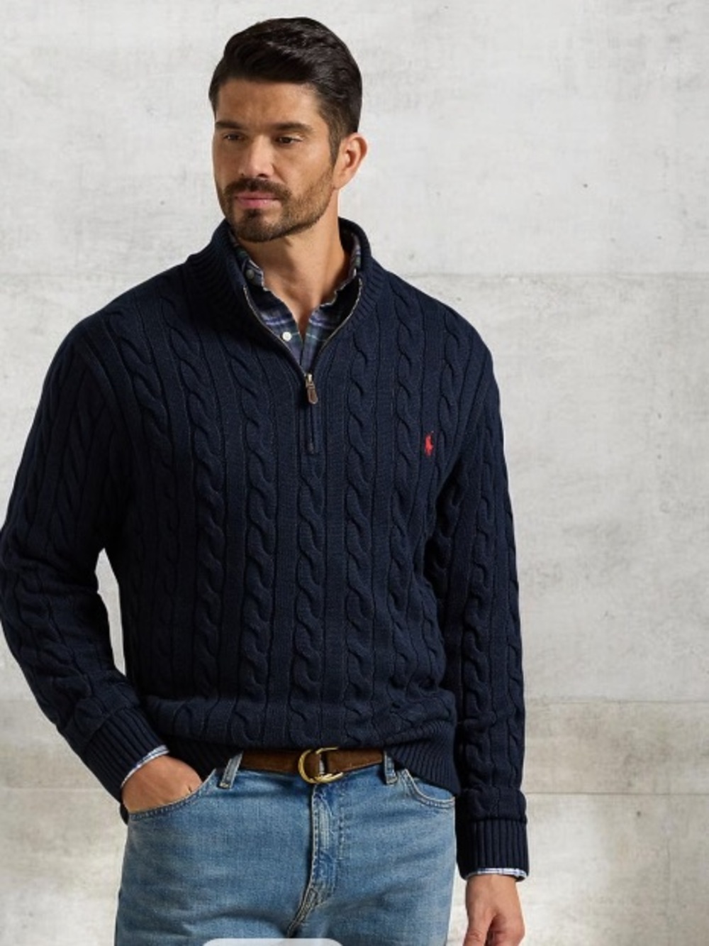 🆕 Polo Ralph Lauren Cable-Knit Cotton Quarter-Zip Sweater NWT classic XL